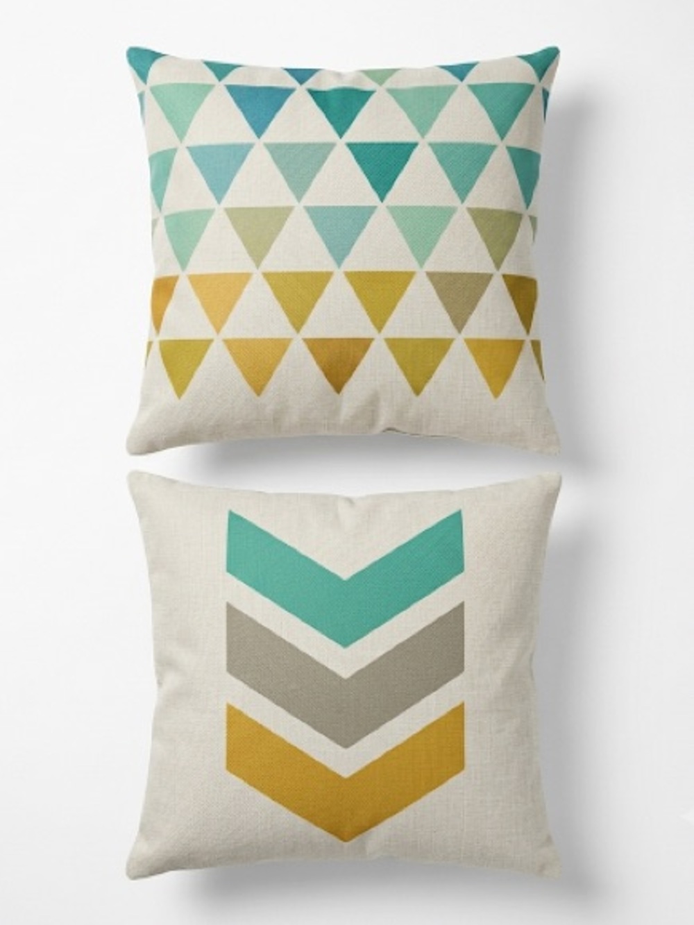 Set of 2 Mid-Century Modern Geometric Pillow Covers 17x17